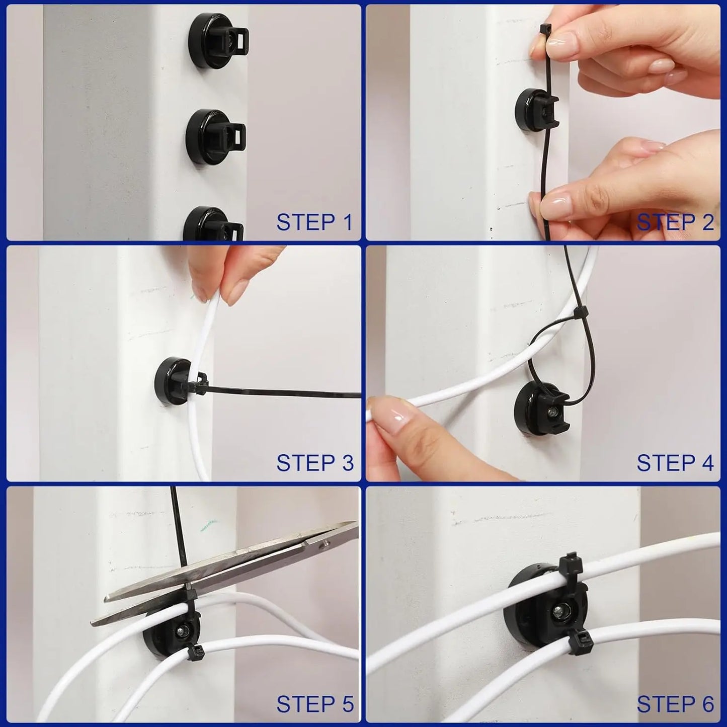 GJAHSH Heavy-Duty Magnetic Cable Tie Mounts, 22mm Magnetic Zip Tie Mount Bases, 22lbs Strong Magnetic Wire Holders and Cable Organizers for Home, Office, Marine, and Electrical Wire Management
