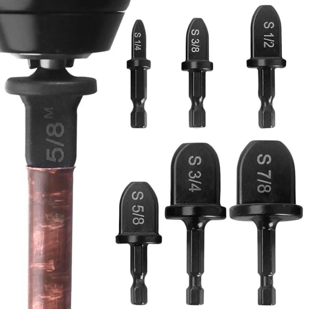 GJANSH Swaging Tool Drill Bit Set, HVAC Repairing Set Air Conditioner Copper Pipe Reamer, Manual Pipe Swage Tool Drill Bit Soft Copper tubing 1/4''， 3/8''，1/2''， 5/8''，3/4''，7/8'' Bits Set