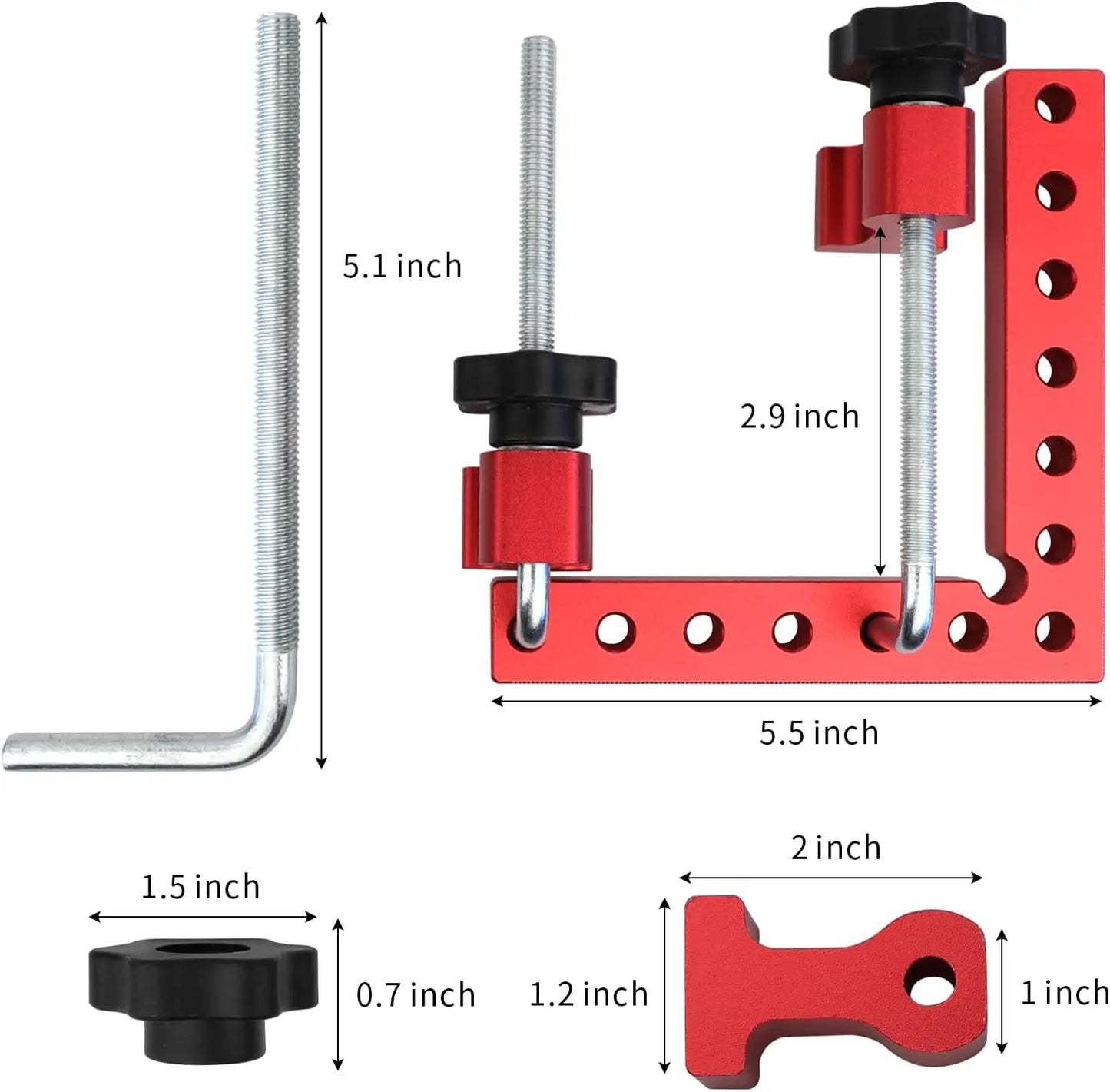 GJANSH Corner Clamp for Woodworking,90 Degree Right Angle Clamps，4 Pack 5.5" x 5.5" Aluminum Alloy Woodworking Carpenter, Positioning Clamping Square Tool for Picture Frames, Boxes, Cabinets or Drawers