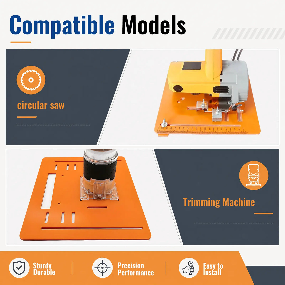 GJANSH Universal Cutting Machine Base Plate Kit 28 x 20cm Woodworking Circular Saw Bottom Board 90 Degree 45 Degree Oblique Cutting,Thickness 0.23 inc