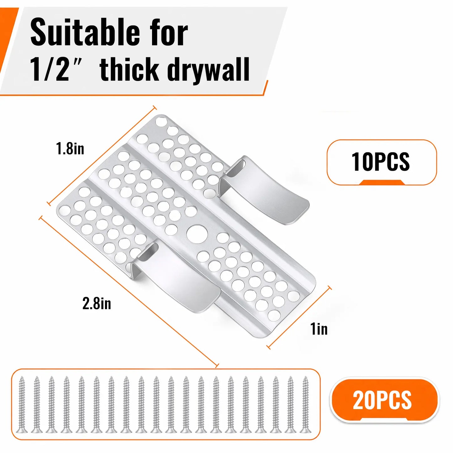 GJANSH Easy-to-Install 1/2-Inch Drywall Clips,Drywall Repair Tools, Professional Wall Hole Repair Kit and Drywall, Sturdy Metal-Backed Clips with Screws for Home Renovation