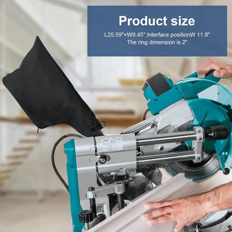 GJANSH Miter Saw Dust Bag for 255, 2 Pack Dust Collector Bags with Zipper and Wired Adjustable Stand, Compatible with Ryobi, Dewalt, Craftsman, Belt Sander, Fits 1-1/2" to 2" Dust Port Miter Saws