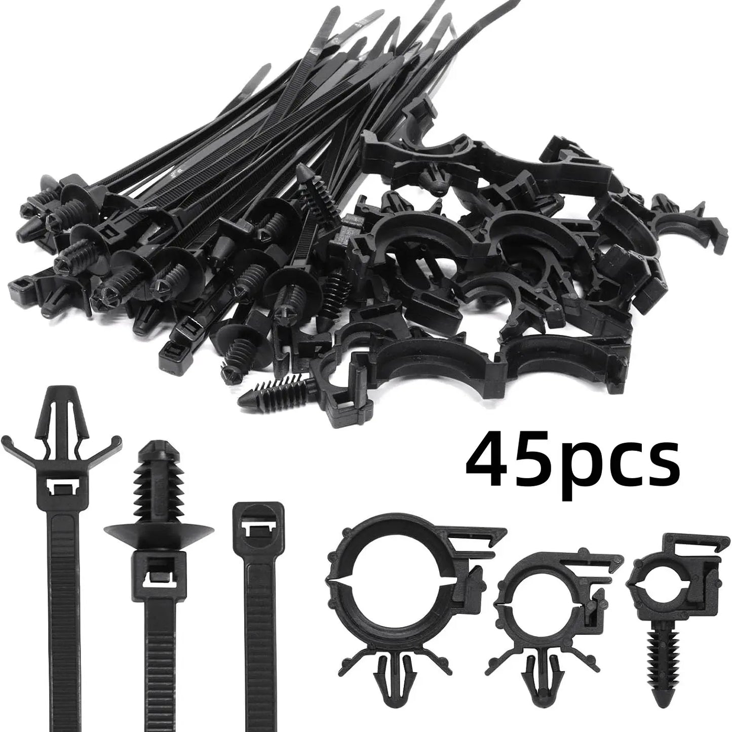 GJANSH 160 PCS Push Mount Zip Ties, Nylon Car Mount Wire Ties Snap in Cable Zip Ties, Black Push Mount Cable Ties Automotive Zip Ties Fastener Wire Harness Clips for Wire Tying