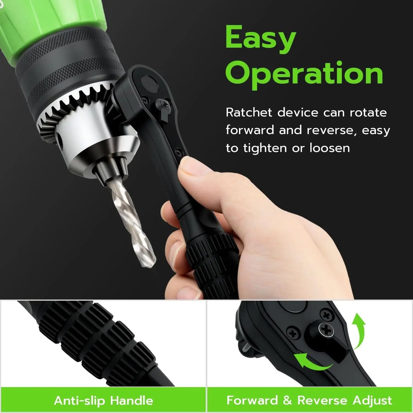 GJANSH Ratchet Drill Chuck Key Wrench with 1 Sets Sockets, Universal Magnetic Ratcheting Chuck Spanner, Replacement Tool for Drill, Compatible with Most Electric Drills and Power Tools