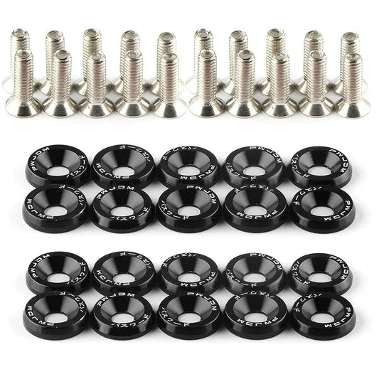 GJANSH 20Pcs/Set Bumper Fender Washers Engine Bay Dress Up Bolts Fasteners M6 JDM Fender Washer Kit