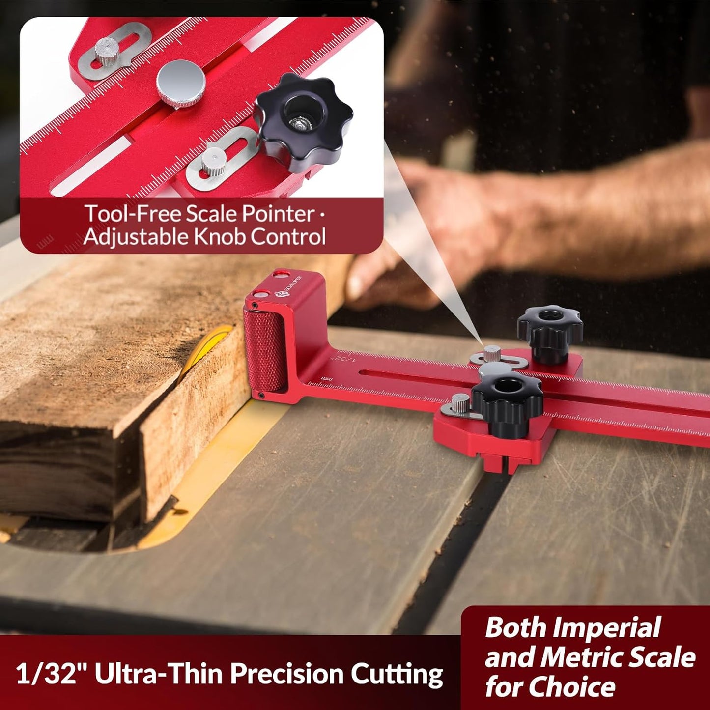 GJANSH Thin Rip Jig Safety One Way Roller Bearing 2 Pulleys Table Saw Jig Guide