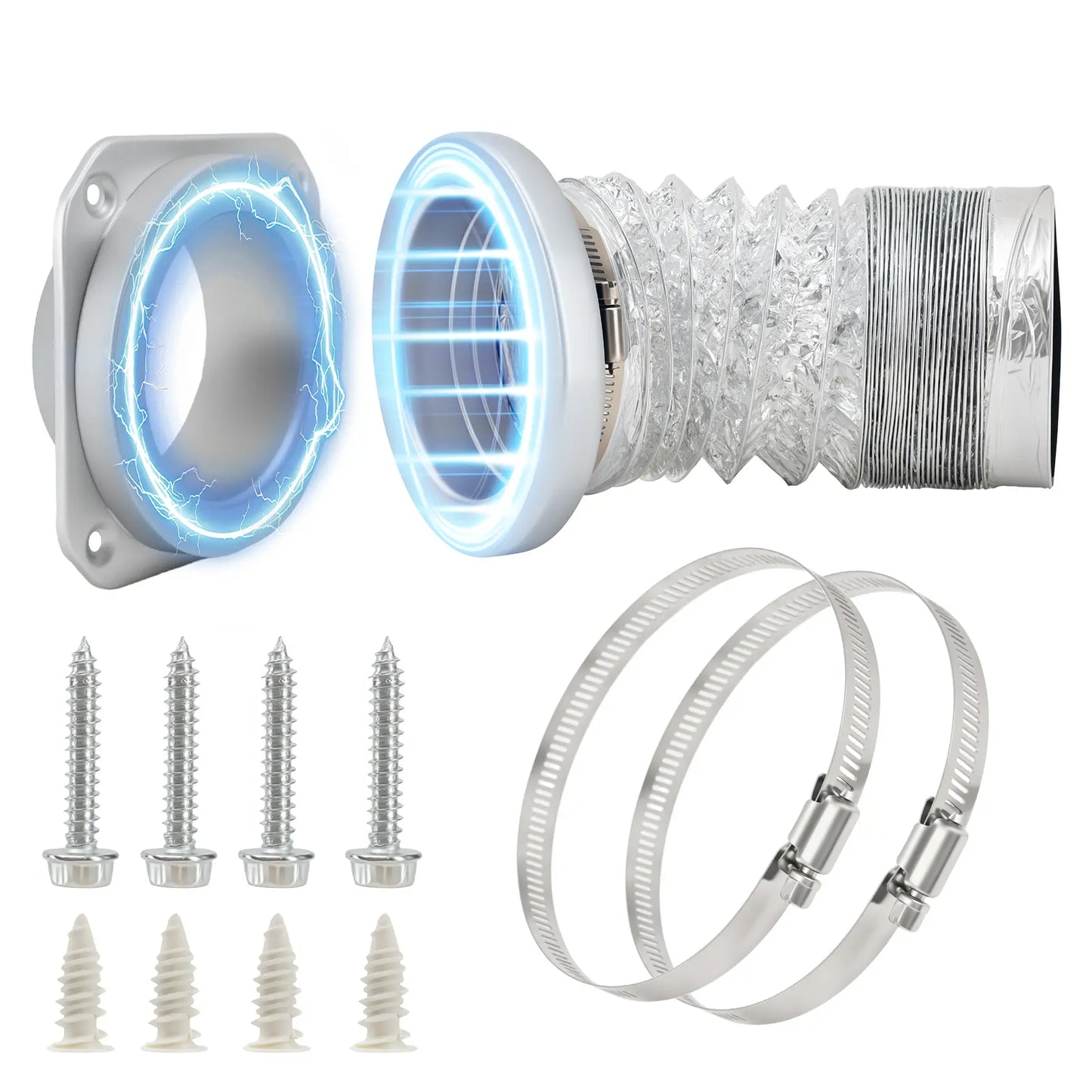 GJANSH Magnetic Dryer Vent Connector Kit Dryer Vent Hose for Quick Connection and Disconnection Strong Magnet Self-Alignment Airtight Seal for Secure & Efficient Dryer Airflow Universal 2.6ft 4" Duct