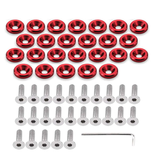 GJANSH 20Pcs/Set Bumper Fender Washers Engine Bay Dress Up Bolts Fasteners M6 JDM Fender Washer Kit