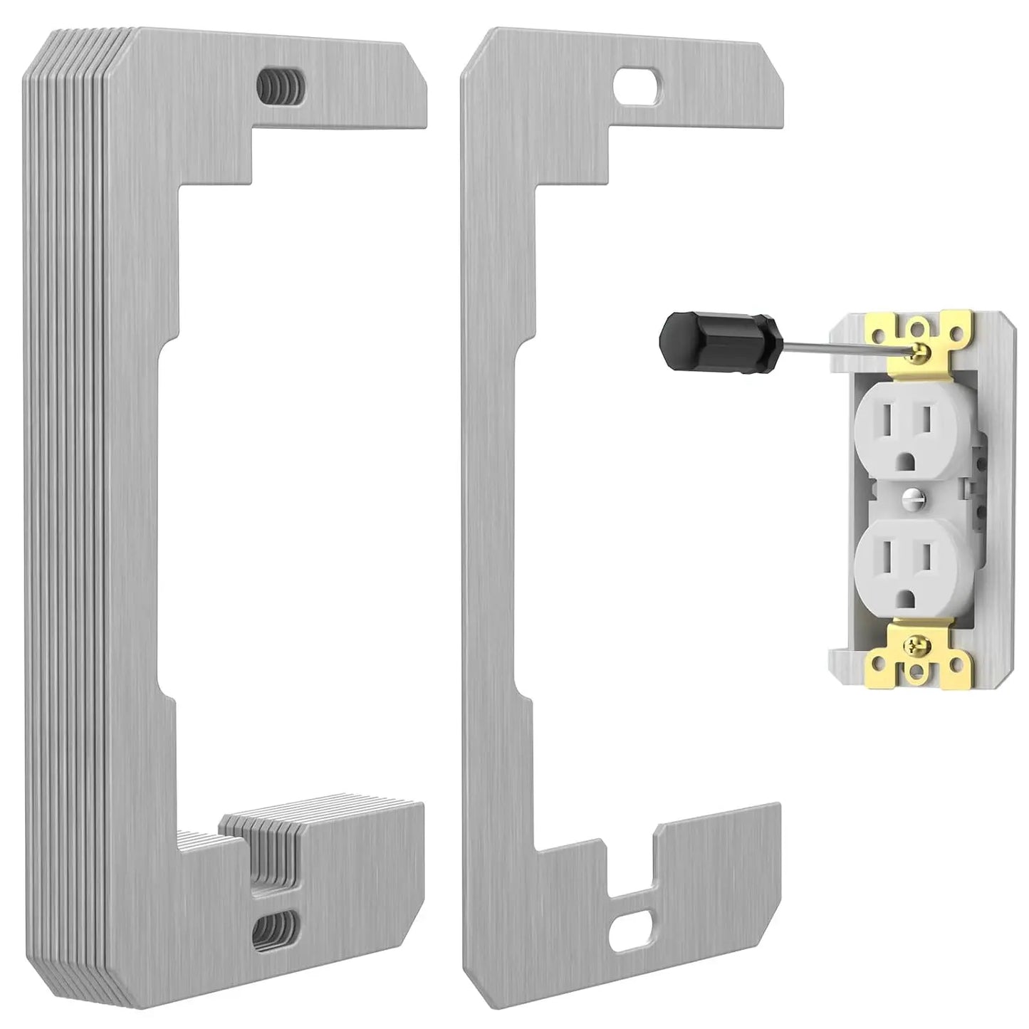 GJANSH 10 Pcs Wall Plate Spacer,Spacers for Electrical Outlets, Metal Flush Fit Device Leveling Plates for Electrical Outlet Repair, Fix Loose Outlets and Electrical Boxes
