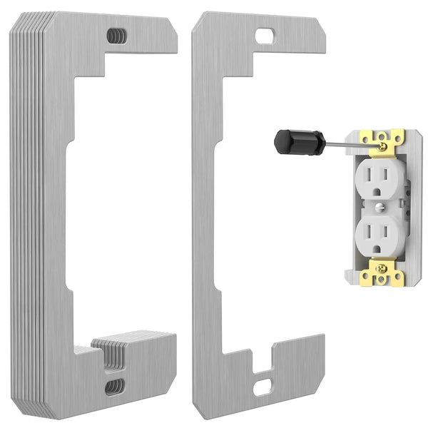 GJANSH 10 Pcs Wall Plate Spacer,Spacers for Electrical Outlets, Metal Flush Fit Device Leveling Plates for Electrical Outlet Repair, Fix Loose Outlets and Electrical Boxes