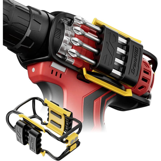 GJANSH Magnetic Bit Holder for Cordless Drills, 8 Bits, Left/Right Mount | Belt Clip Mount Fits Milwaukee, DeWalt, Ridgid, Makita, Bosch and Ryobi drills and screwdrivers, More