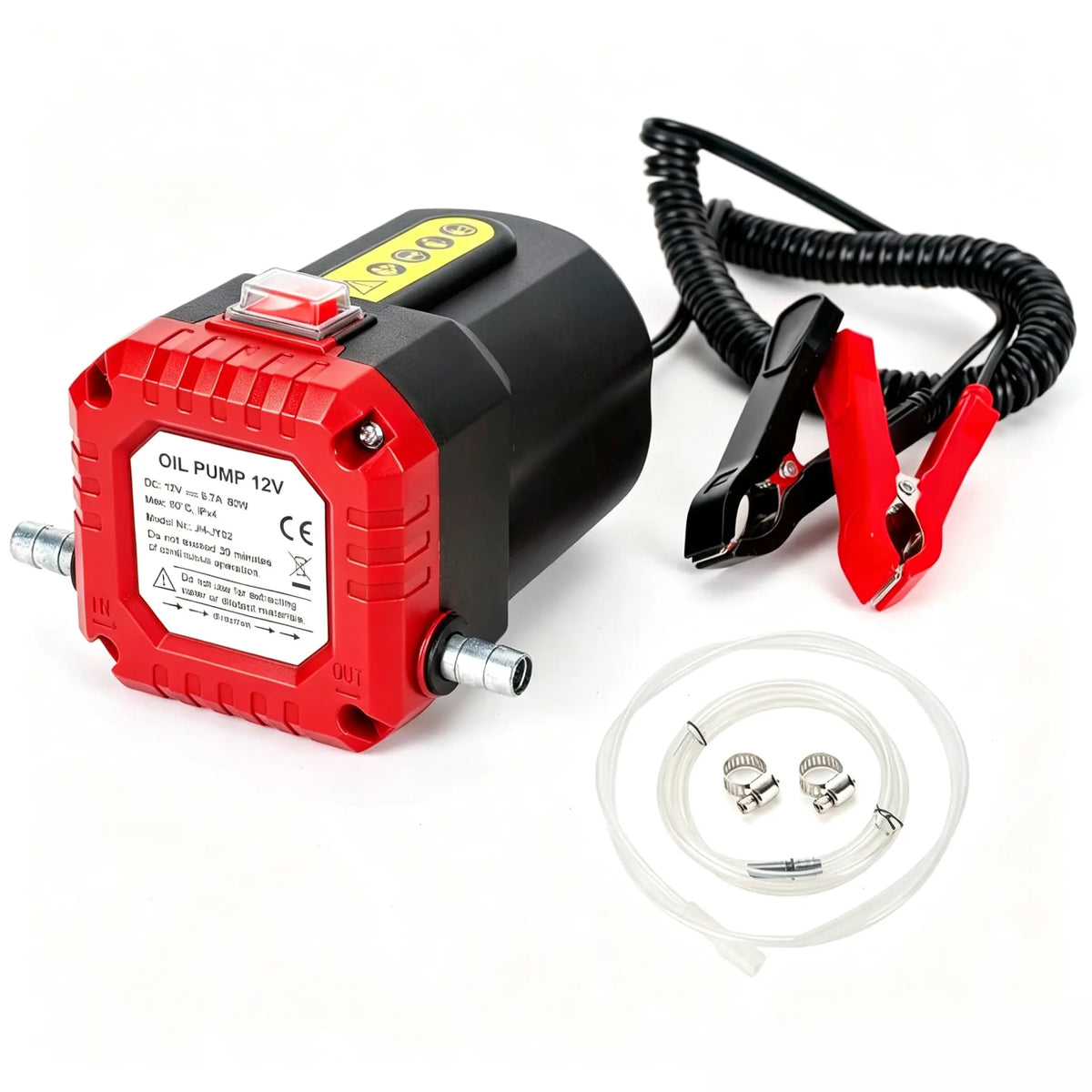 GJANSH 12V 80W Oil Extractor Pump, Oil Removal Transfer Suction Pump for Fluid Change, Diesel Scavenge Pump with Tubes Kit, Compatible with Truck RV Boat Marine (Red)