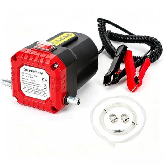 GJANSH 12V 80W Oil Extractor Pump, Oil Removal Transfer Suction Pump for Fluid Change, Diesel Scavenge Pump with Tubes Kit, Compatible with Truck RV Boat Marine (Red)