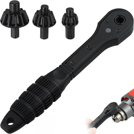 GJANSH Ratchet Drill Chuck Key Wrench with 1 Sets Sockets, Universal Magnetic Ratcheting Chuck Spanner, Replacement Tool for Drill, Compatible with Most Electric Drills and Power Tools