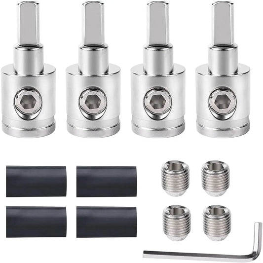 GJANSH 4PCS Heavy-Duty Car Stereo Audio Wire Reducer - 0 Gauge to 4 Gauge for Amp Input, AWG Pin Power & Ground Connection, Fits Most Cars