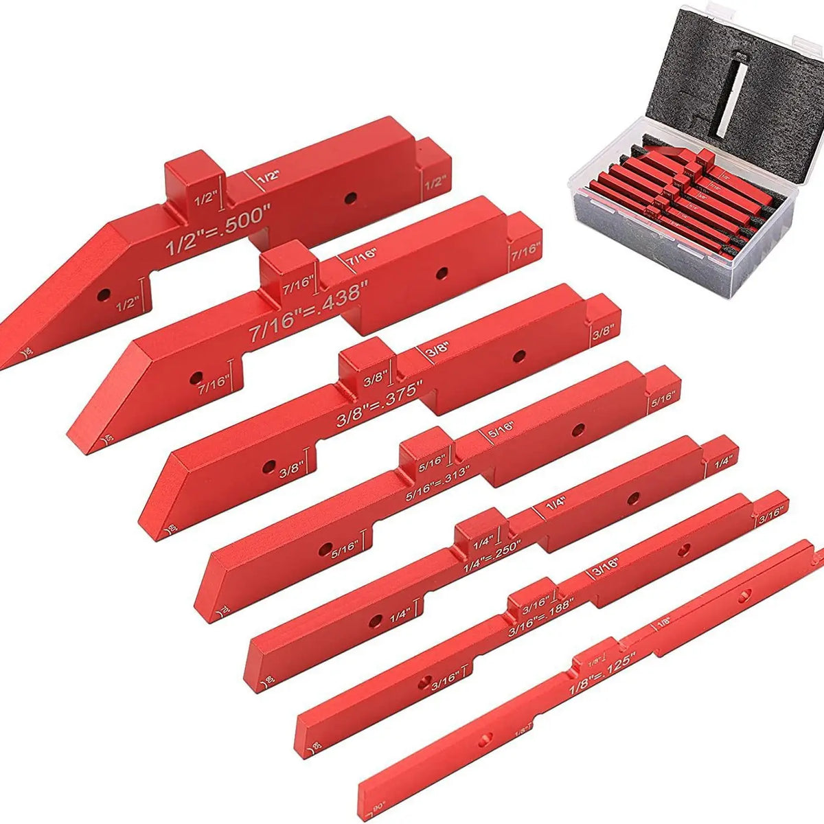 GJANSH Table Setup Blocks for Woodworking, Aluminum Alloy Precision Set up Bars, Precision Height, Depth, Angle & Fence Alignment Gauge Set - Router and Saw Accessories with Storage Case