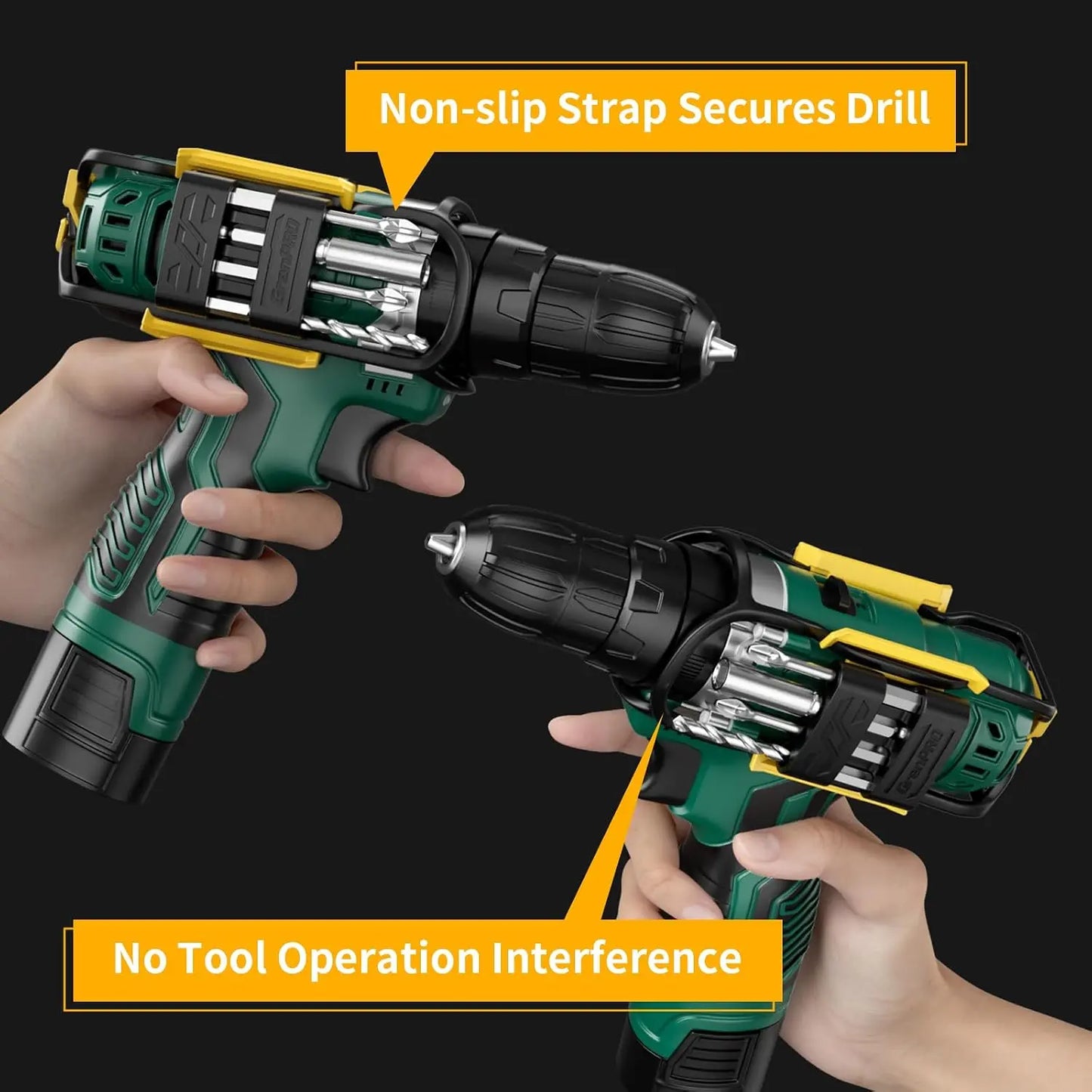 GJANSH Magnetic Bit Holder for Cordless Drills, 8 Bits, Left/Right Mount | Belt Clip Mount Fits Milwaukee, DeWalt, Ridgid, Makita, Bosch and Ryobi drills and screwdrivers, More