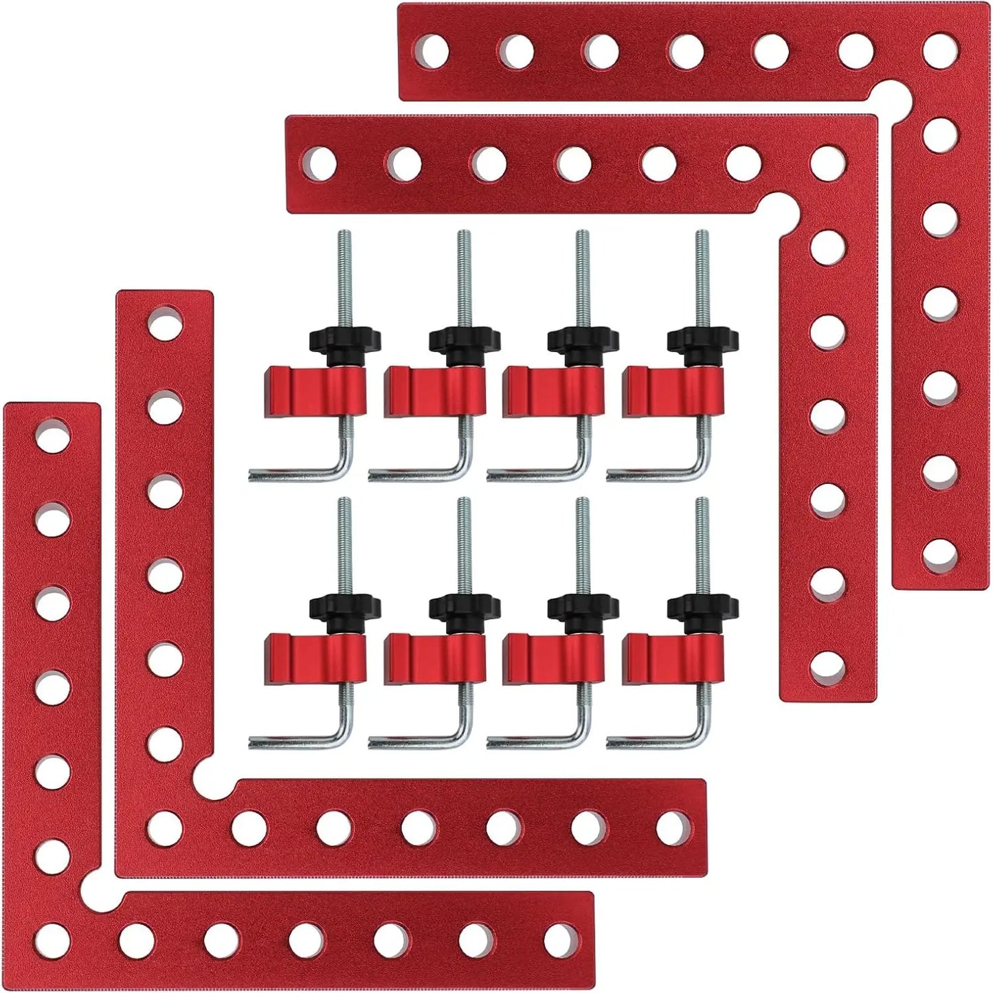 GJANSH Corner Clamp for Woodworking,90 Degree Right Angle Clamps，4 Pack 5.5" x 5.5" Aluminum Alloy Woodworking Carpenter, Positioning Clamping Square Tool for Picture Frames, Boxes, Cabinets or Drawers