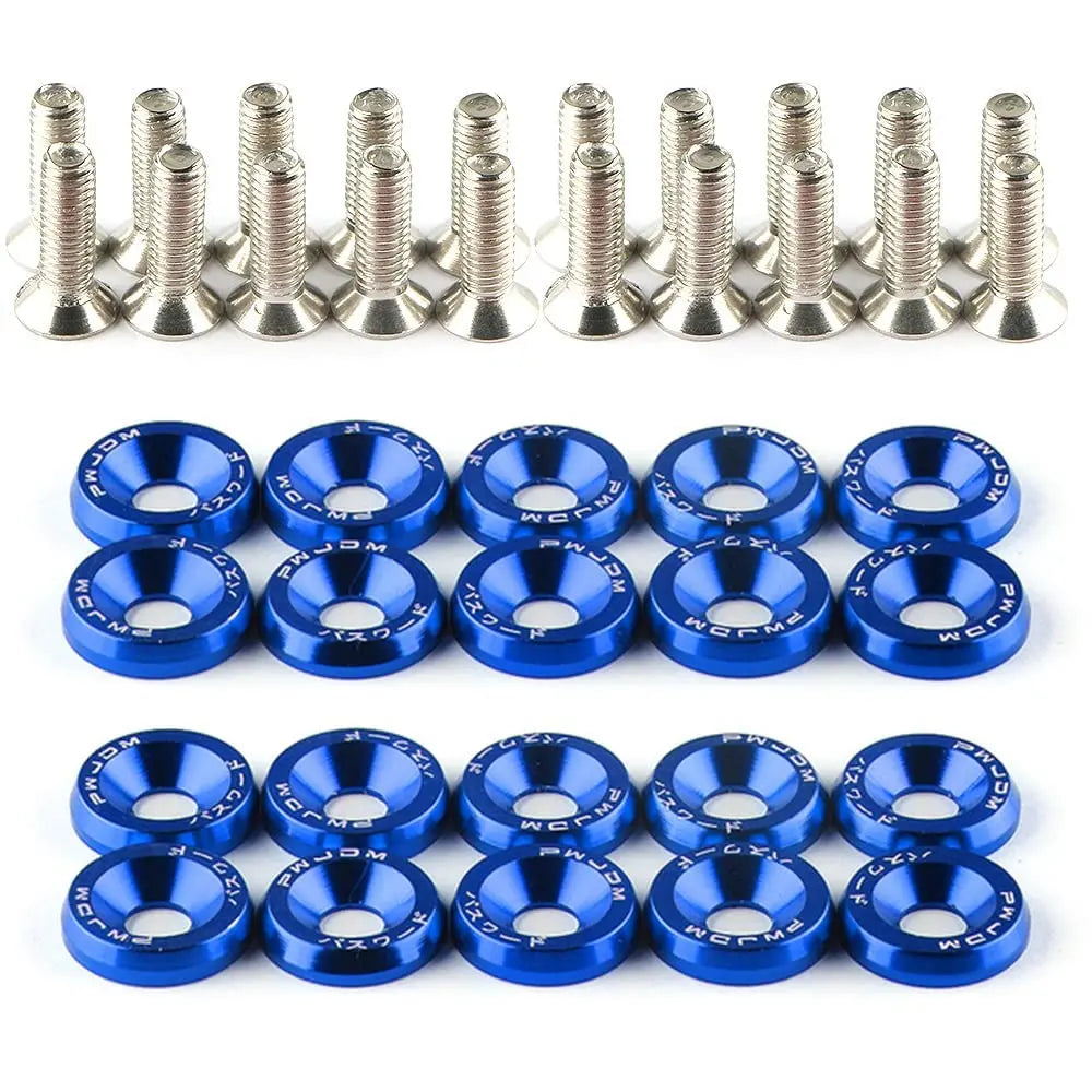 GJANSH 20Pcs/Set Bumper Fender Washers Engine Bay Dress Up Bolts Fasteners M6 JDM Fender Washer Kit