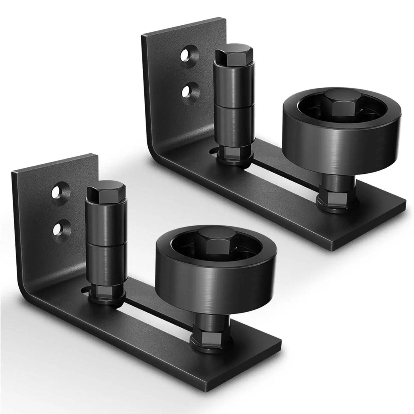 GJANSH 2 Pack Barn Door Floor Guide,8 Assemble Setup Options,Wall Mount System,Adjustable Stay Roller,Flush Flat Bottom Design