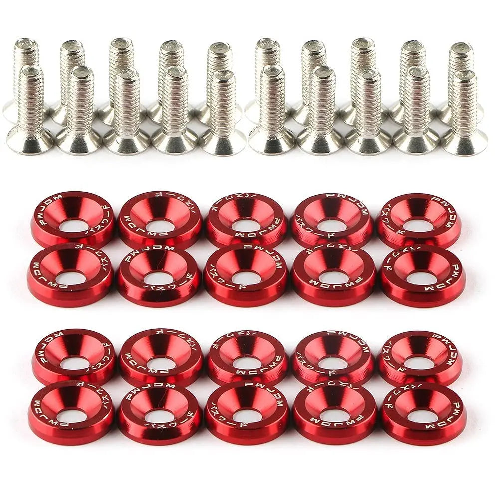 GJANSH 20Pcs/Set Bumper Fender Washers Engine Bay Dress Up Bolts Fasteners M6 JDM Fender Washer Kit