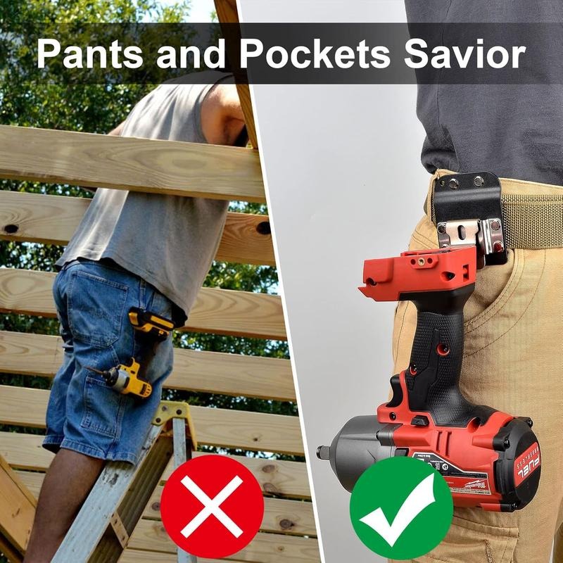 DrillCatcher, Soporte para Taladro para Cinturón de Herramientas, Hasta 2" de Ancho, Clip de Perfil Bajo de Respuesta Rápida, Compatible con Taladro de Impacto, Clavadora