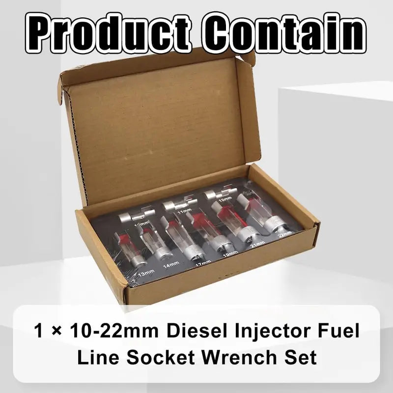 GJANSH 3/8" 1/2" Injector Fuel Line Socket Wrench Set 10-22mm for Thermo Switches, Fastener on Bent Pipes, EGT Sensor