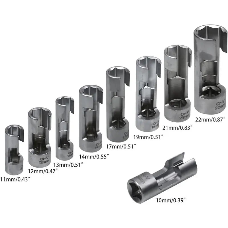 GJANSH 3/8" 1/2" Injector Fuel Line Socket Wrench Set 10-22mm for Thermo Switches, Fastener on Bent Pipes, EGT Sensor
