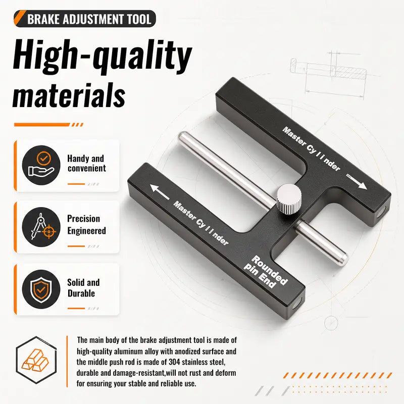 GJANSH Brake Adjustment Tool, Brake Booster Rod Adjustment Tool, Brake booster with master cylinder,Pushrod Power For Adjustable Braking Distance of Brake Pedal(N48 Magnetic CNC Aluminum)