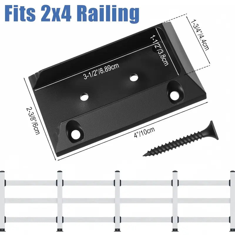 GJANSH 20pcs Deck Railing Brackets Connectors for 2x4 Railing Connectors Wood Adjustable Fence Post Bracket with 120 Screws for Deck Railings Vinyl Porch Handrail Barn and Beam end Connection Installation