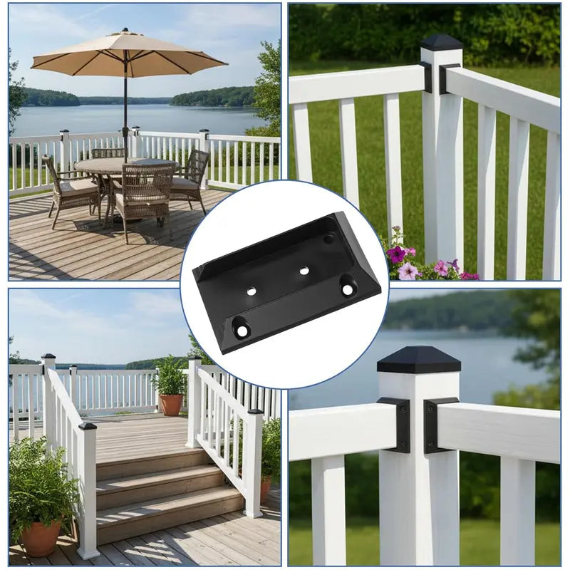 GJANSH 20pcs Deck Railing Brackets Connectors for 2x4 Railing Connectors Wood Adjustable Fence Post Bracket with 120 Screws for Deck Railings Vinyl Porch Handrail Barn and Beam end Connection Installation