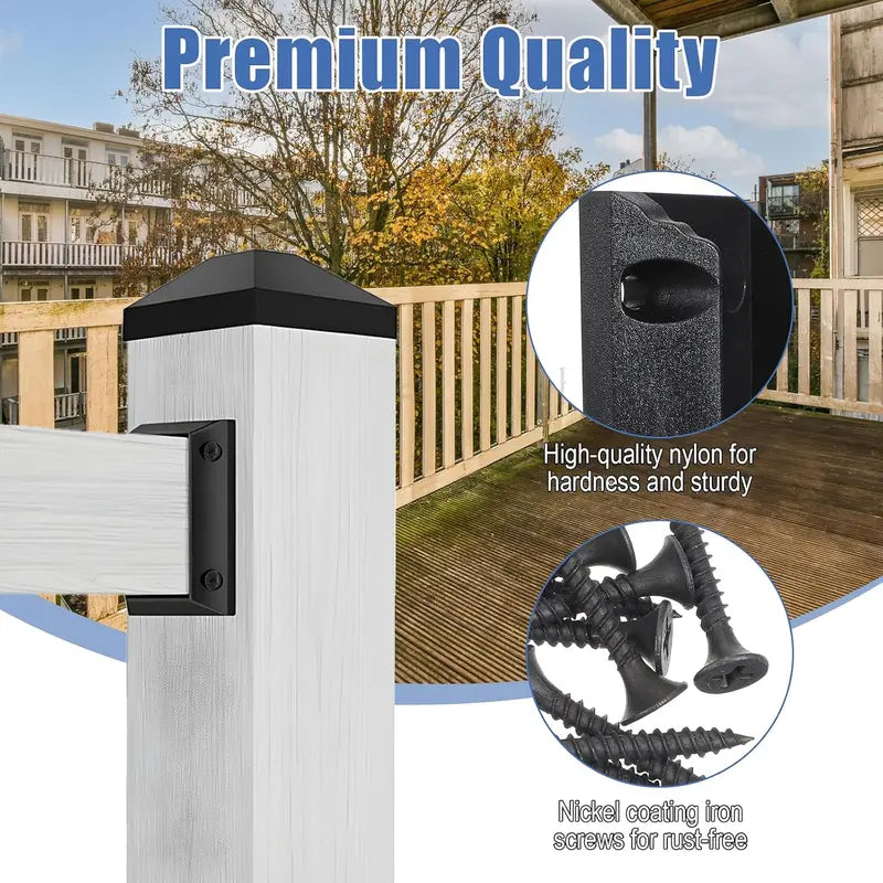 GJANSH 20pcs Deck Railing Brackets Connectors for 2x4 Railing Connectors Wood Adjustable Fence Post Bracket with 120 Screws for Deck Railings Vinyl Porch Handrail Barn and Beam end Connection Installation