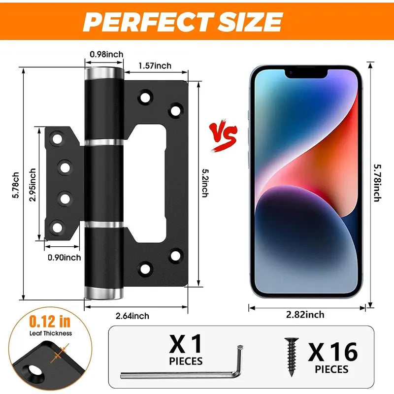 GJANSH 5" Self Closing Hinges, Soft Close Non Mortise, Heavy Duty Aluminum,2pk