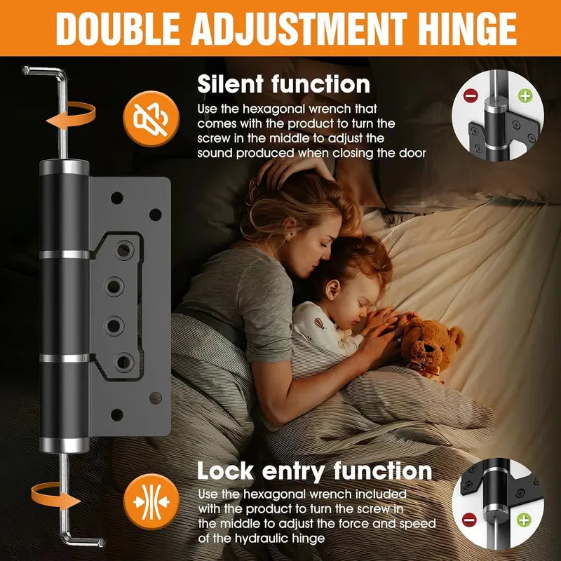 GJANSH 5" Self Closing Hinges, Soft Close Non Mortise, Heavy Duty Aluminum,2pk