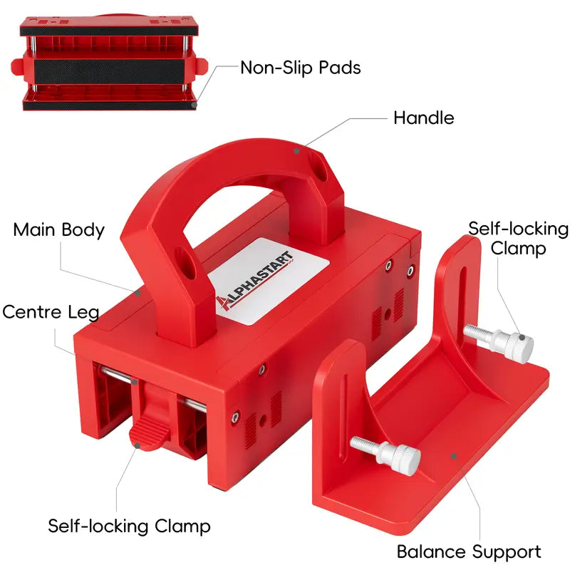 Alphastart Upgraded Table Saw Push Block, Ergonomic Woodworking Safety Pusher with Balance Support, Adjustable for Material Thickness, Anti-Slip, Prevents Kickback & Protects Hands, Summervibes