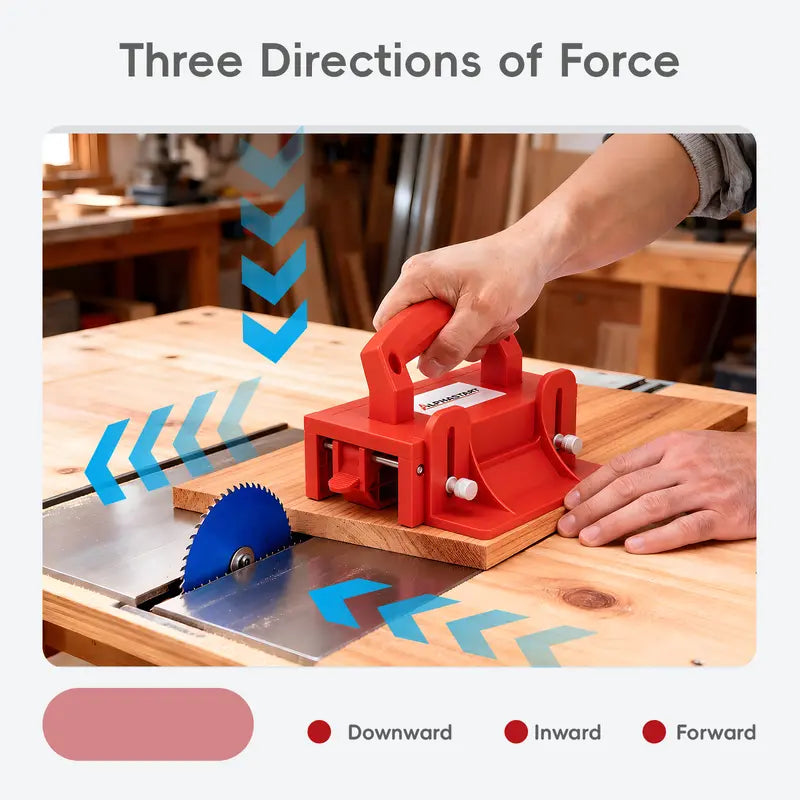 Alphastart Upgraded Table Saw Push Block, Ergonomic Woodworking Safety Pusher with Balance Support, Adjustable for Material Thickness, Anti-Slip, Prevents Kickback & Protects Hands, Summervibes
