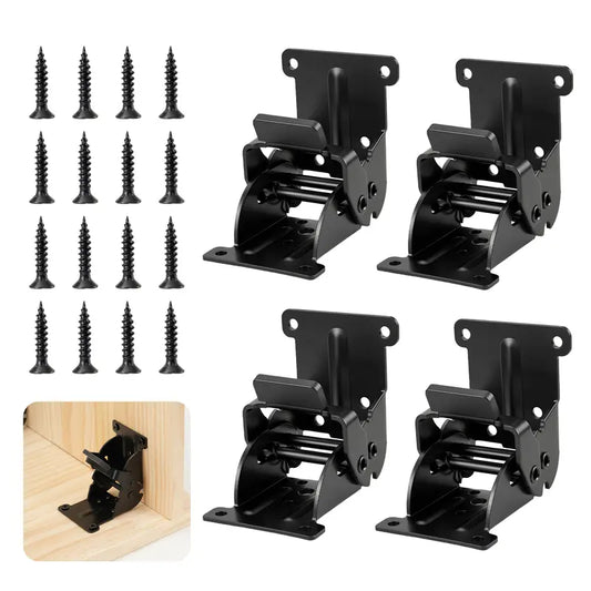 GJANSH 2/4 Pack Foldable Support Bracket, 0-90-180 Degree Lock Extension Support, Self-Lock Hinge for Table Legs, Folding Workbench 100 lbs Max Load-Bearing Capacity