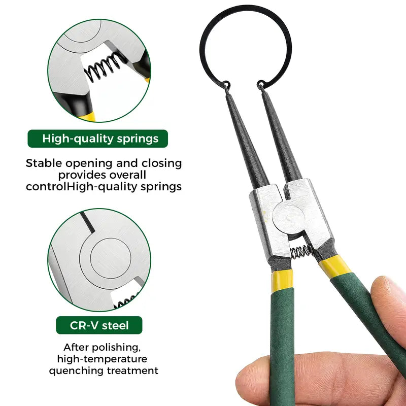 GJANSH 4 PCS Snap Ring Pliers Set, Heavy Duty Circlip Pliers Kit 7 Inch for Snap Ring Removal tool Retaining Straight Bent Lock Ring Pliers Set with Storage Case