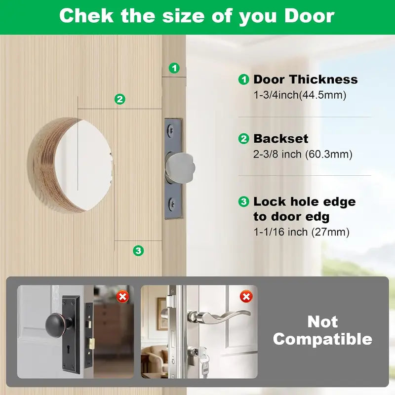 GJAHSH MP9457 Door Reinforcement Plate & Security Strike Plate for 1-3/4" Doors, Heavy Duty Stainless Steel Lock Reinforcer Wrap Around Plate with Tamper-Proof Torx Screws, Fits 2-1/8" Bore and 2-3/8" Backset (Black)