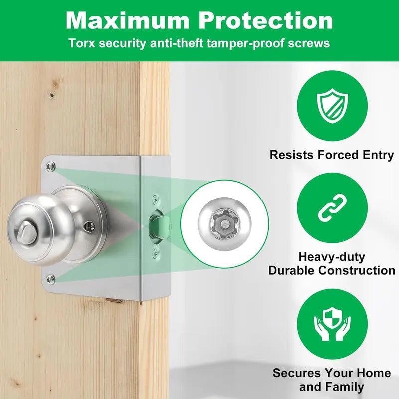 GJAHSH MP9457 Door Reinforcement Plate & Security Strike Plate for 1-3/4" Doors, Heavy Duty Stainless Steel Lock Reinforcer Wrap Around Plate with Tamper-Proof Torx Screws, Fits 2-1/8" Bore and 2-3/8" Backset (Black)
