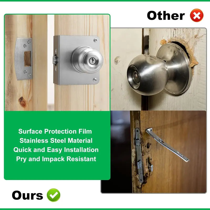 GJAHSH MP9457 Door Reinforcement Plate & Security Strike Plate for 1-3/4" Doors, Heavy Duty Stainless Steel Lock Reinforcer Wrap Around Plate with Tamper-Proof Torx Screws, Fits 2-1/8" Bore and 2-3/8" Backset (Black)