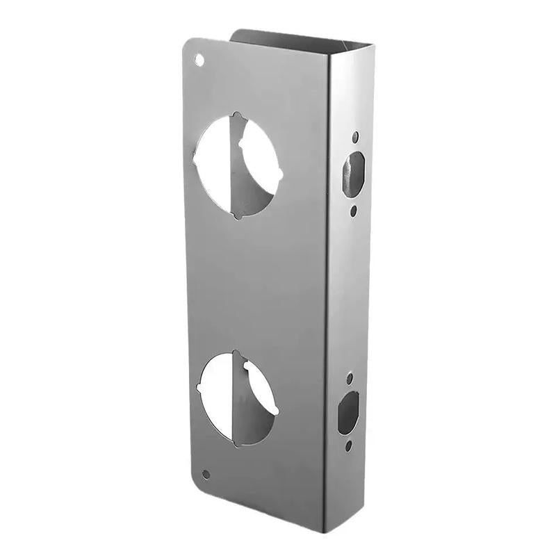 GJAHSH MP9457 Door Reinforcement Plate & Security Strike Plate for 1-3/4" Doors, Heavy Duty Stainless Steel Lock Reinforcer Wrap Around Plate with Tamper-Proof Torx Screws, Fits 2-1/8" Bore and 2-3/8" Backset (Black)