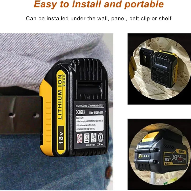 GJANSH Tool Holders for Dewalt 20V/12V Drill Tool Mount,Heavy-Duty ABS Wall Organizer Rack with Screws, Drill and Battery Holder Mount for Garage, Workshop, Job Site