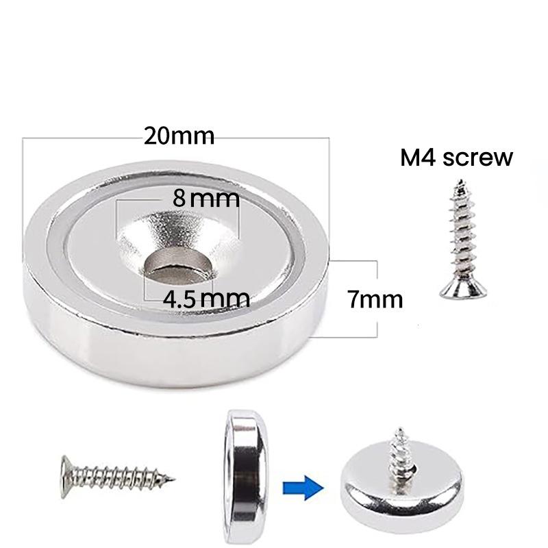 GJANSH 10 Packs Round Magnets with Hole, Strong Rare Earth Magnets Heavy Duty for Wall Mounting, Neodymium Cup Magnet with Holes in The Center, Screws for Tool Room,Industrial