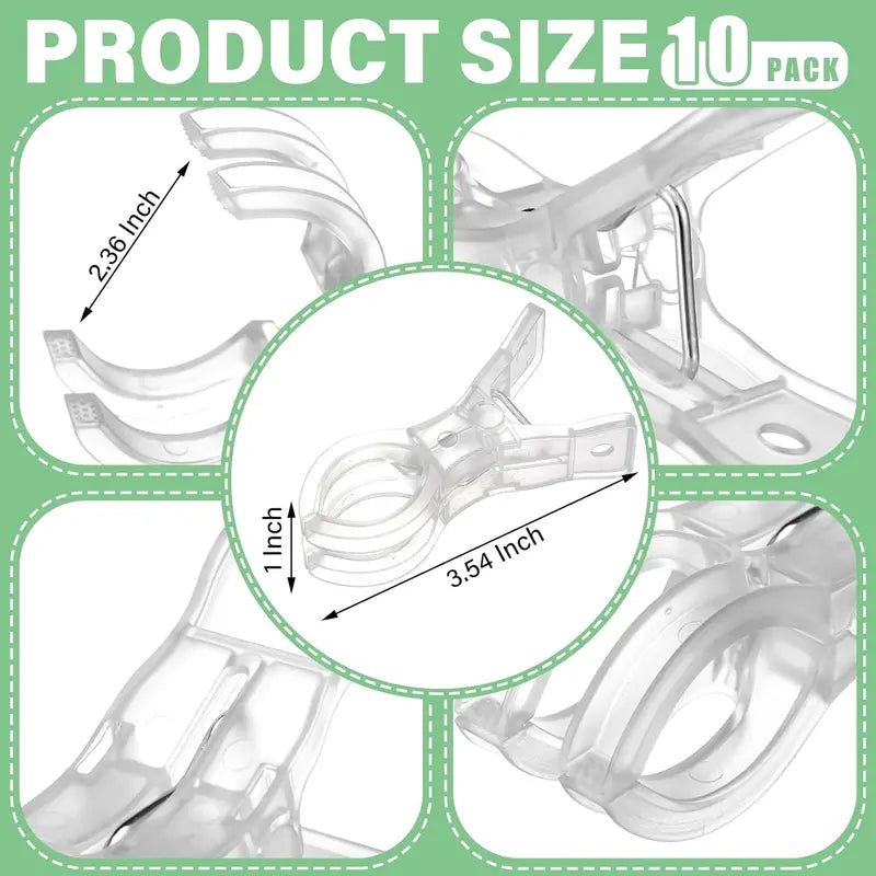 GJANSH 10 Pack Large Balloon Arch Clips Plastic Transparent Backdrop Spring Clamps 3.5 Inch Heavy Duty Clip for Balloon Arch Kit Birthday Decoration Crafts Woodworking Photography Studios (Clear)