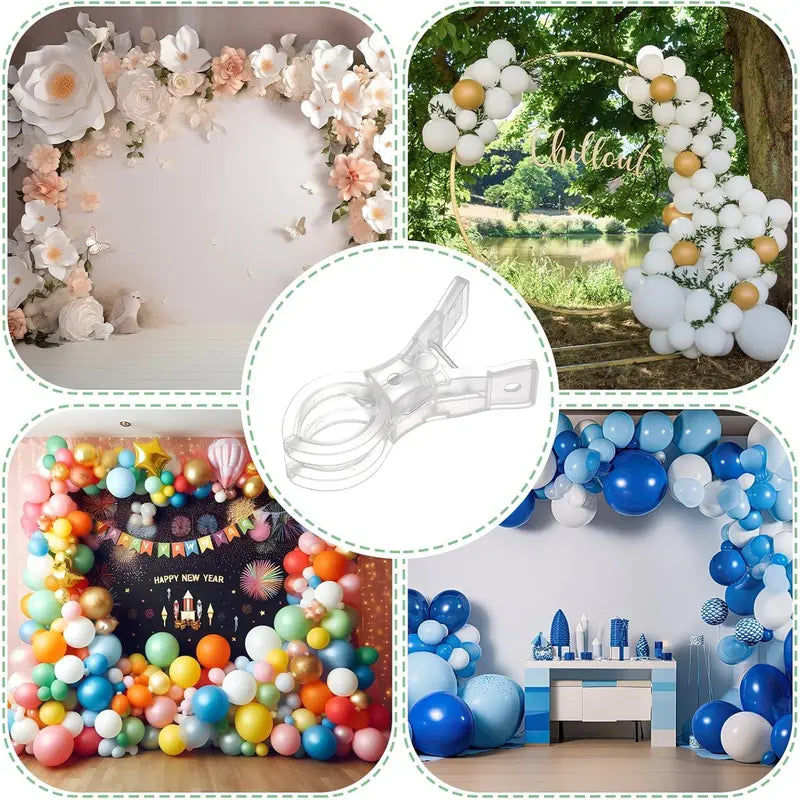 GJANSH 10 Pack Large Balloon Arch Clips Plastic Transparent Backdrop Spring Clamps 3.5 Inch Heavy Duty Clip for Balloon Arch Kit Birthday Decoration Crafts Woodworking Photography Studios (Clear)