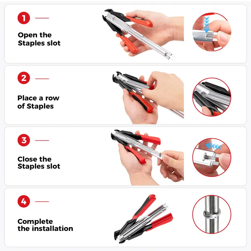GJANSH 100 PCS/2500 PCS C Clips Hog Ring Pliers Kit, 3/4'' Hog Ring Nail, Fencing Plier Staple Gun Cage Clamp for Animal Pet Cages Fencing, Upholstery, Car Cushions, Meat and Sausage Casings