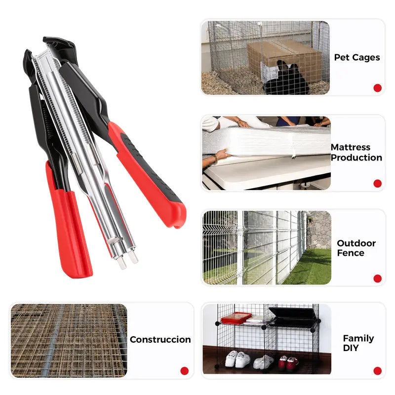 GJANSH 100 PCS/2500 PCS C Clips Hog Ring Pliers Kit, 3/4'' Hog Ring Nail, Fencing Plier Staple Gun Cage Clamp for Animal Pet Cages Fencing, Upholstery, Car Cushions, Meat and Sausage Casings