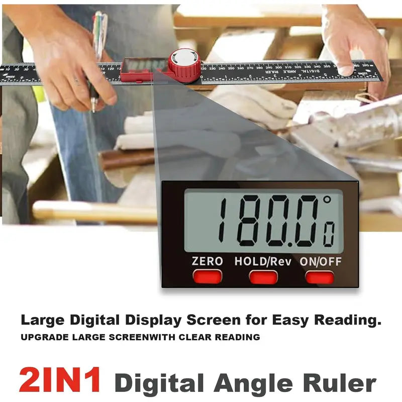 GJANSH Digital Angle Finder, 7 inch /200mm T-Bevel Protractor Ruler,Horizontal Vertical Bubble levels with Large LED Screen, 0-360° Measuring Tool,Suitable for Woodworking/Construction/DIY