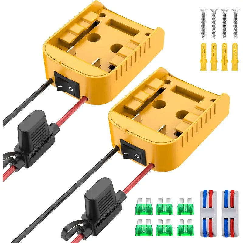 GJANSH for Power Wheel Adapter Compatible with Dewalt 20V Battery Converter Kit with Switch & Fuse & Wire Terminals & 12 AWG Wire for DIY RC Car Toys Robotics